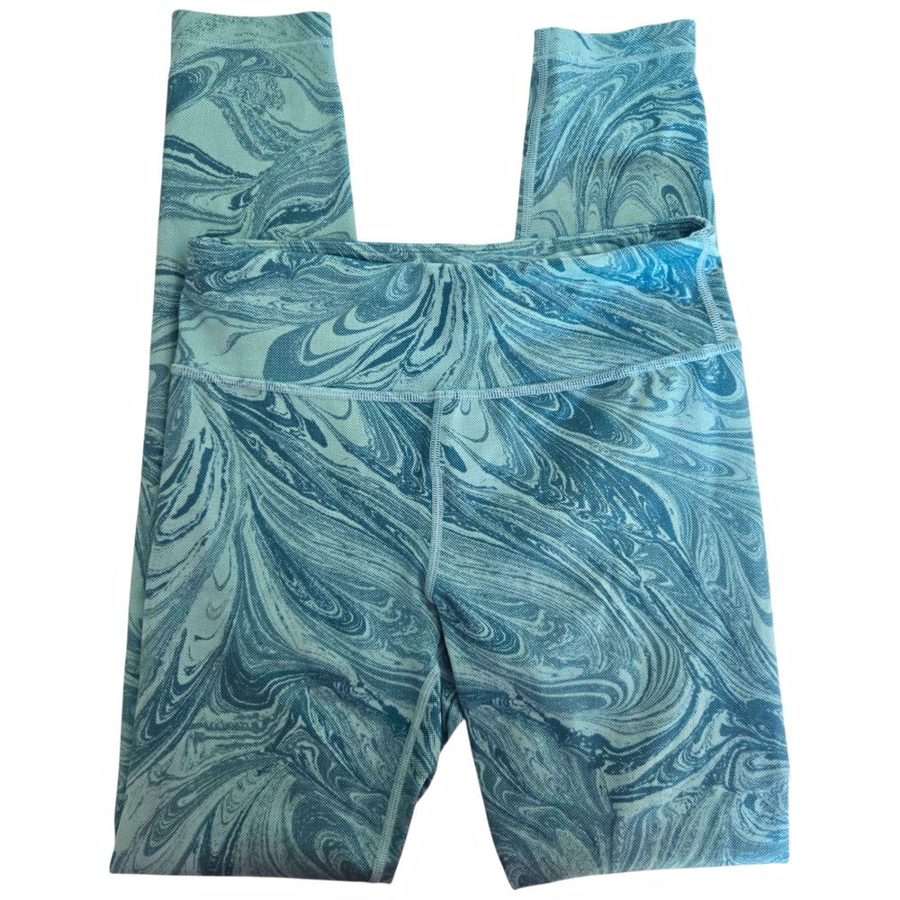 Athleta Girl Chit Chat Leggings Size 14 Marbled Blue Stretch High Rise Athletic